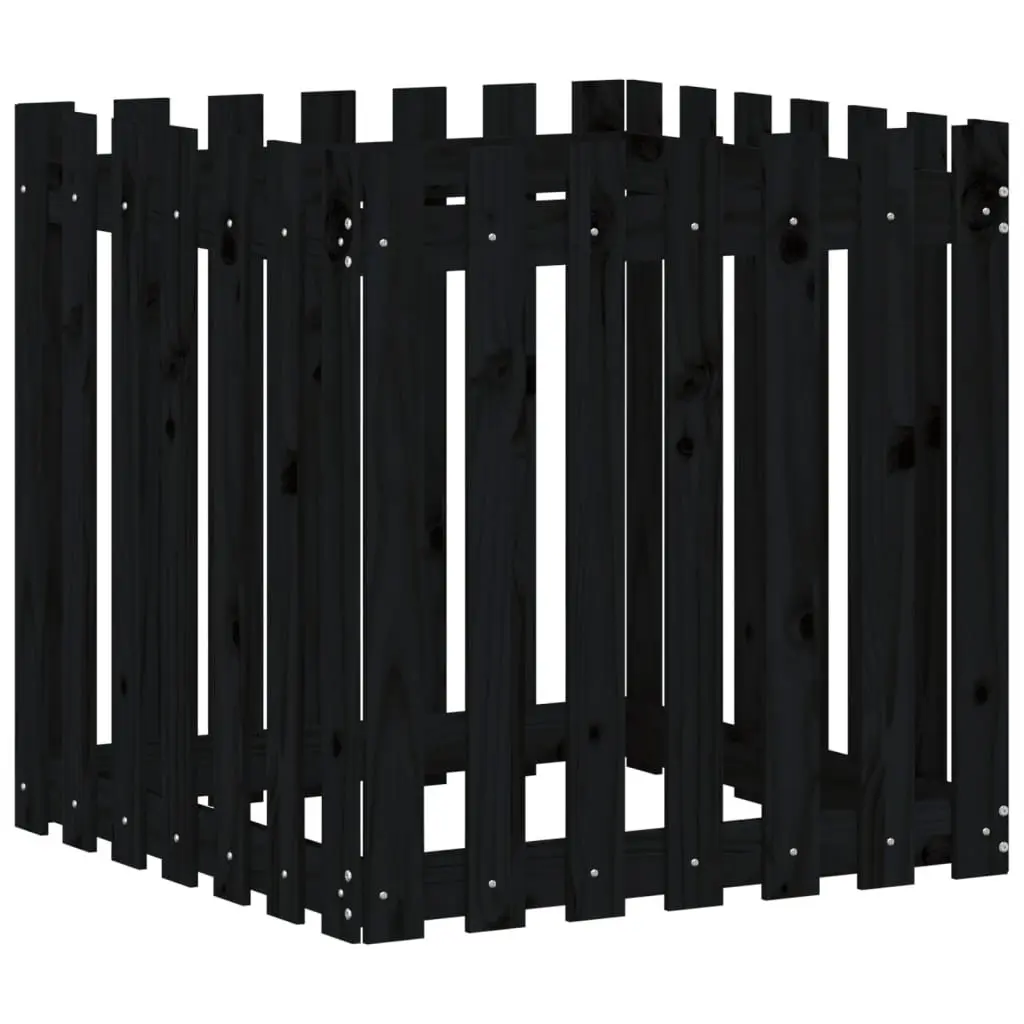 Garden Planter Outdoor 70x70x70 cm Solid Wood Black
