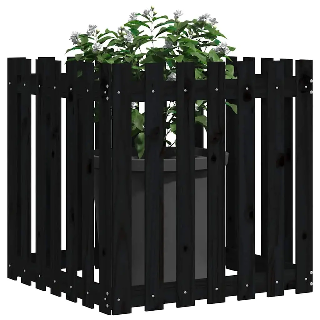Garden Planter Outdoor 70x70x70 cm Solid Wood Black