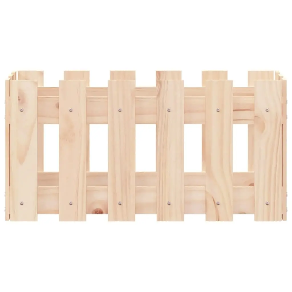 Garden Planter Box with Fence Design Solid Wood Pine Outdoor Patio Flower Pot