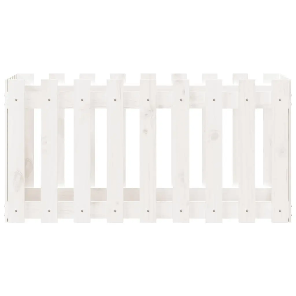 Garden Raised Bed with Fence Design White 100x50x50 cm Planter Box Solid Pine