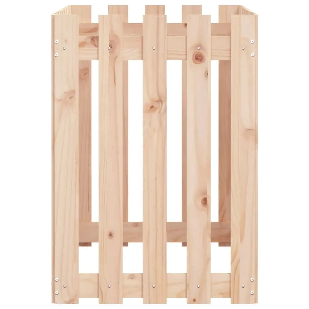 Garden Raised Bed 100x50x70 cm Fence Design Solid Pine Wood Planter Box Outdoor