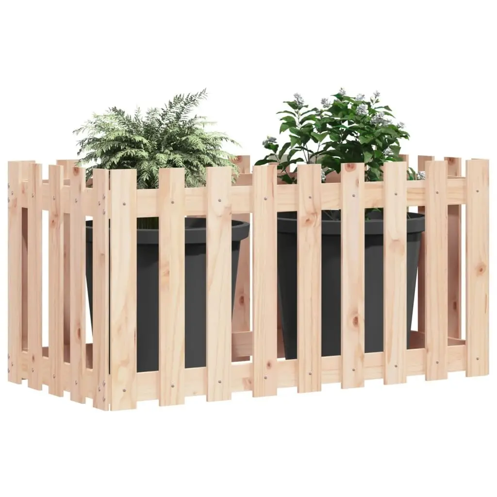 Garden Raised Bed 100x50x70 cm Fence Design Solid Pine Wood Planter Box Outdoor