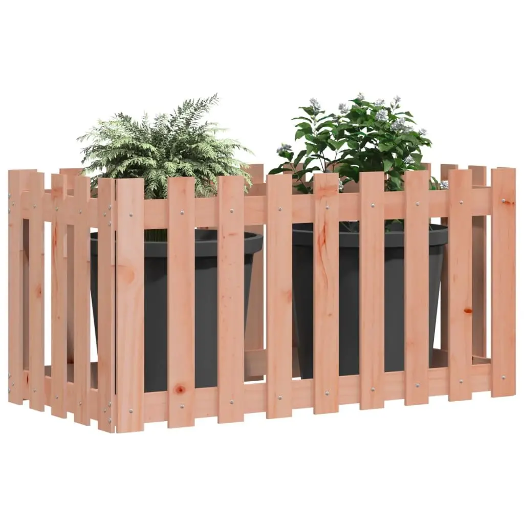 Garden Raised Bed with Fence Design 100x50x70cm Outdoor Planter Box Solid Wood