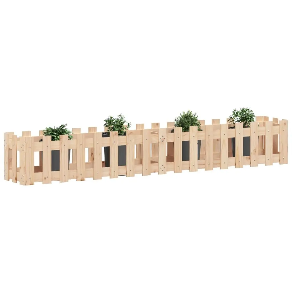 Garden Raised Bed with Fence Design 200x30x30 cm Outdoor Planter Box for Plants