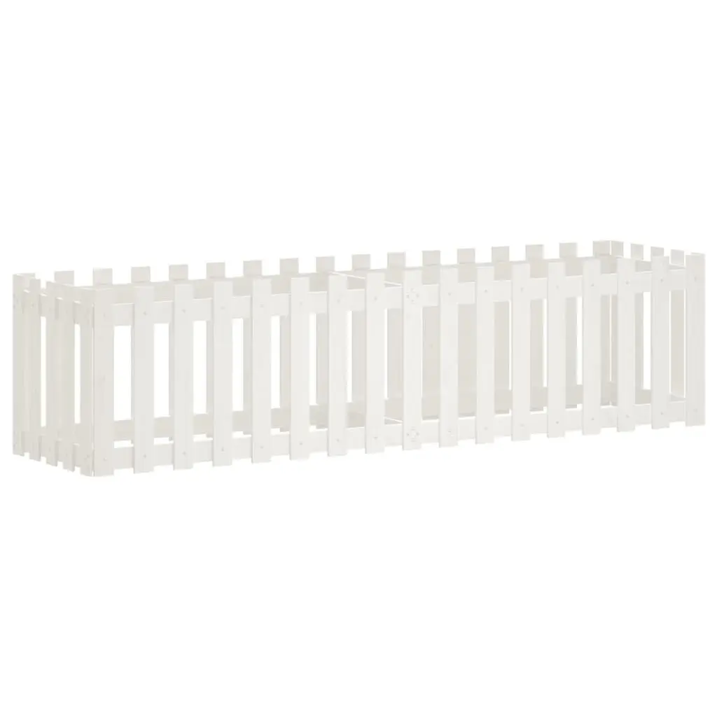 Garden Raised Bed for Backyard 200x50x50cm White Solid Pine Wood Planter Box