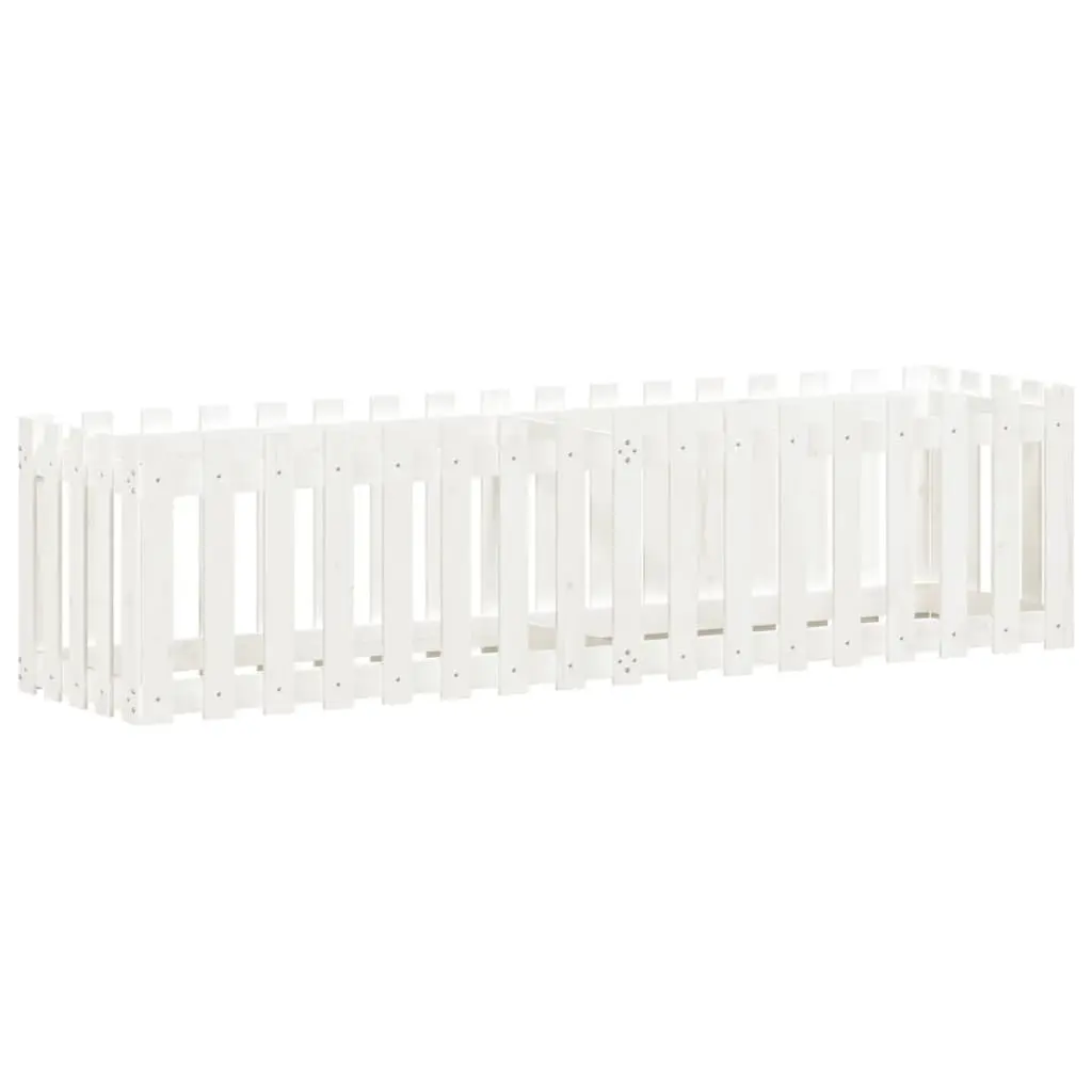 Garden Raised Bed for Backyard 200x50x50cm White Solid Pine Wood Planter Box