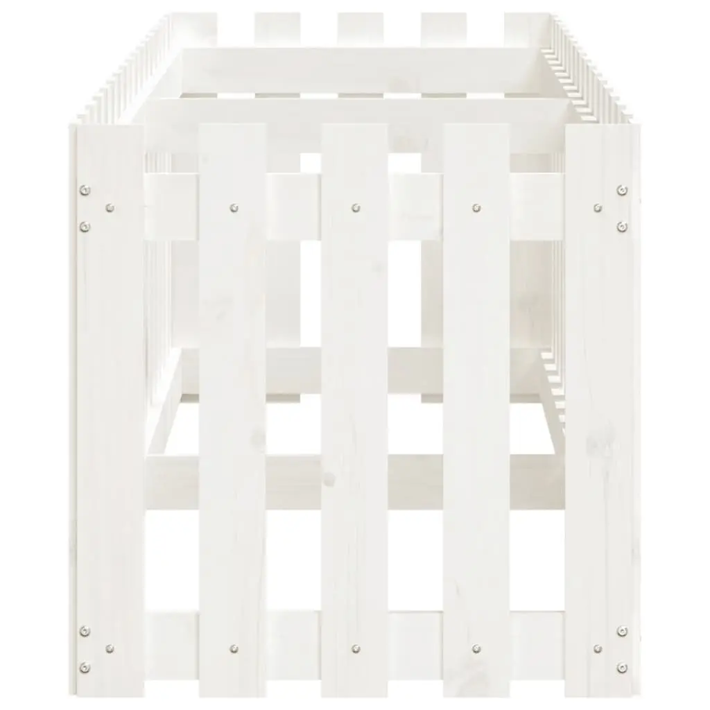 Garden Raised Bed for Backyard 200x50x50cm White Solid Pine Wood Planter Box