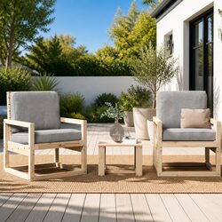 3-Piece Solid Pine Wood Patio Seating Set