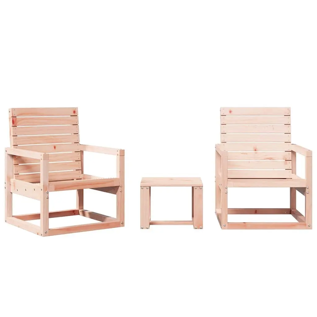 3 Piece Garden Lounge Set Solid Wood Outdoor Patio Furniture with Armrests