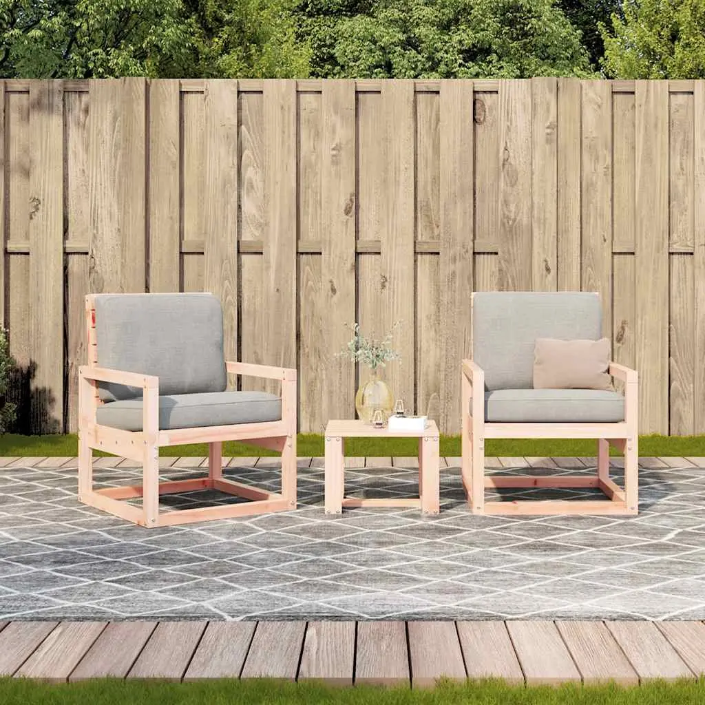3 Piece Garden Lounge Set Solid Wood Outdoor Patio Furniture with Armrests