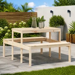 Solid Pine Wood Picnic Table - 110x134x75 cm Dimensions