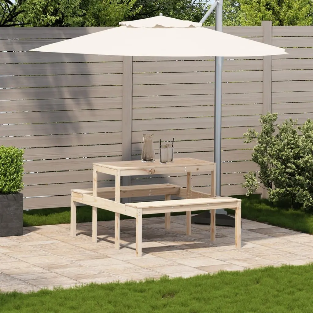Solid Pine Wood Picnic Table 110x134x75 cm Outdoor Garden Patio Bench Dining