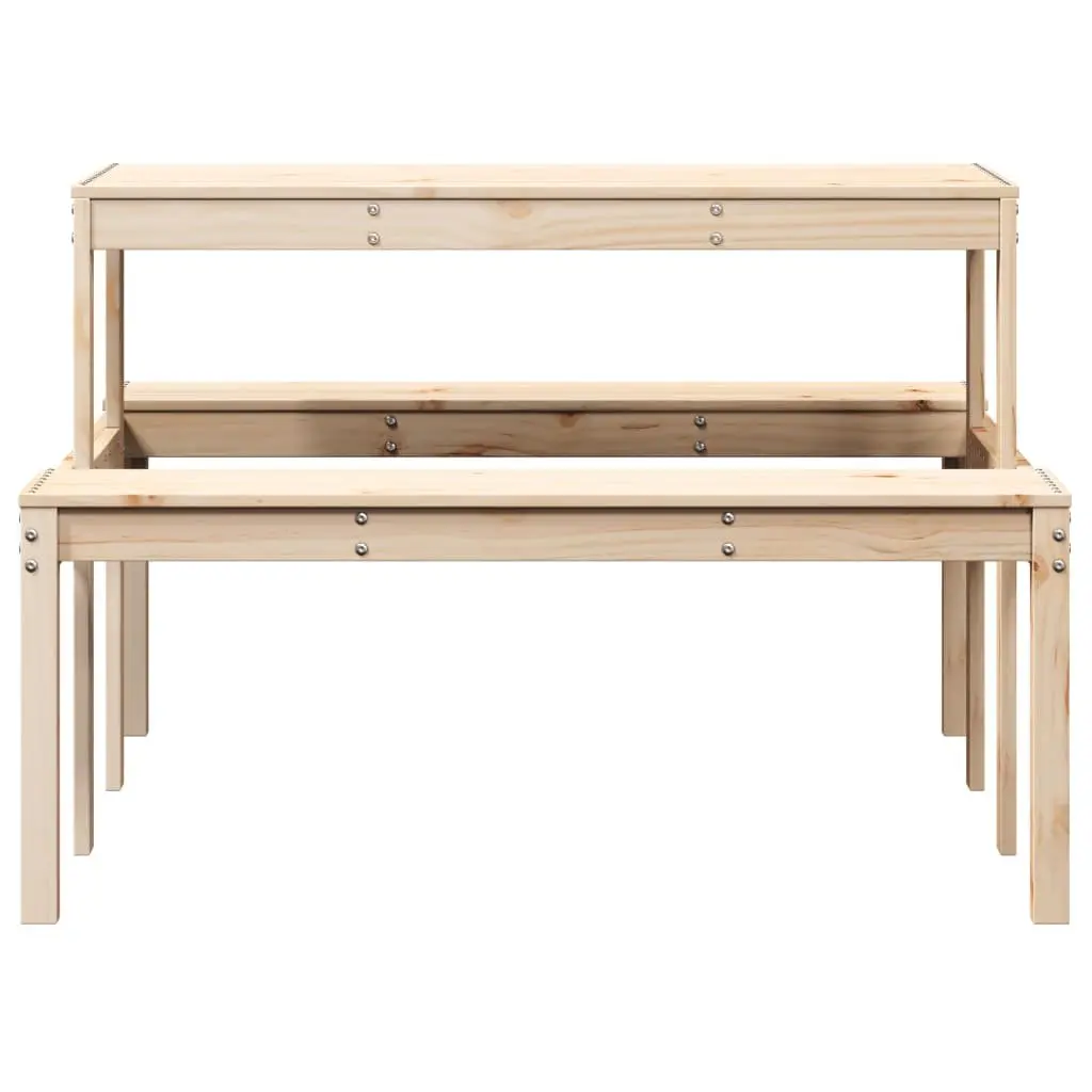 Solid Pine Wood Picnic Table 110x134x75 cm Outdoor Garden Patio Bench Dining