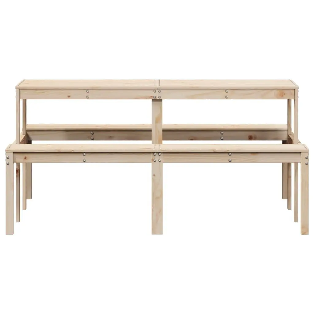 Picnic Table 160x134x75 cm Outdoor Garden Dining Bench Solid Wood Pine Brown