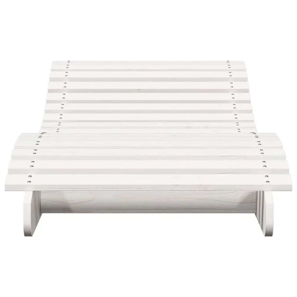 Sun Lounger Outdoor Garden Patio Poolside White Wooden Lounge Chair 205 x 70 x 31.5 cm