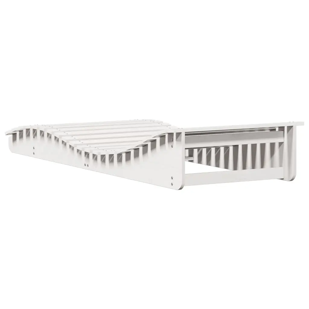 Sun Lounger Outdoor Patio Poolside White Wooden Reclining Chair 205 x 80 x 31.5 cm