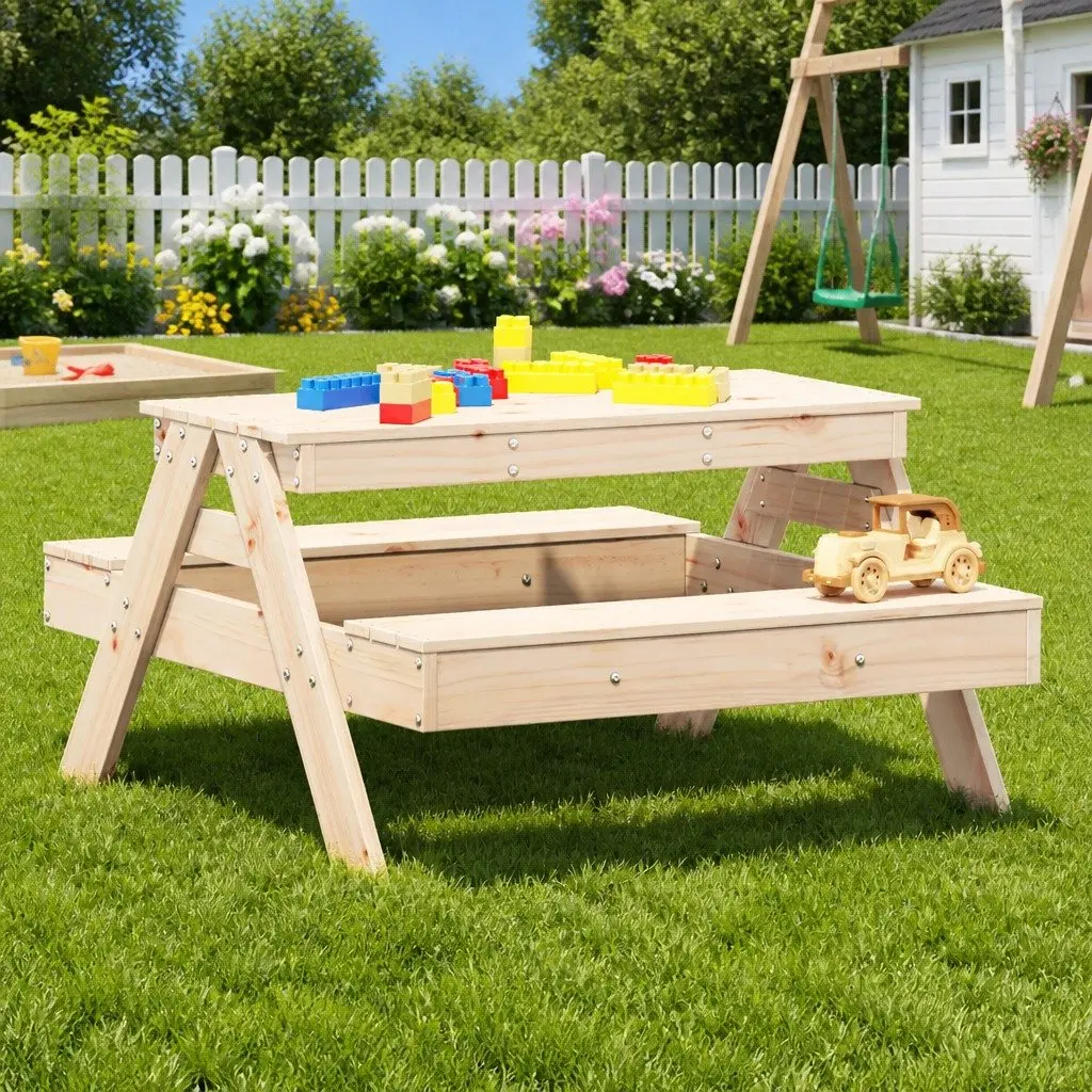Kids Picnic Table Outdoor Use Wooden 88 x 97 x 52 cm