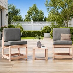 Factual 3 Piece Garden Lounge Set in Solid Wood