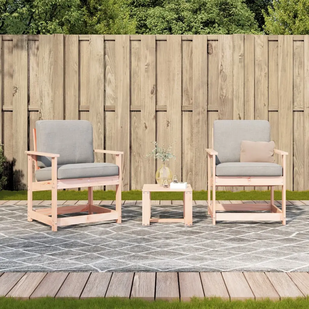 3 Piece Garden Lounge Set Solid Wood Outdoor Patio Seating Armrests Backrest