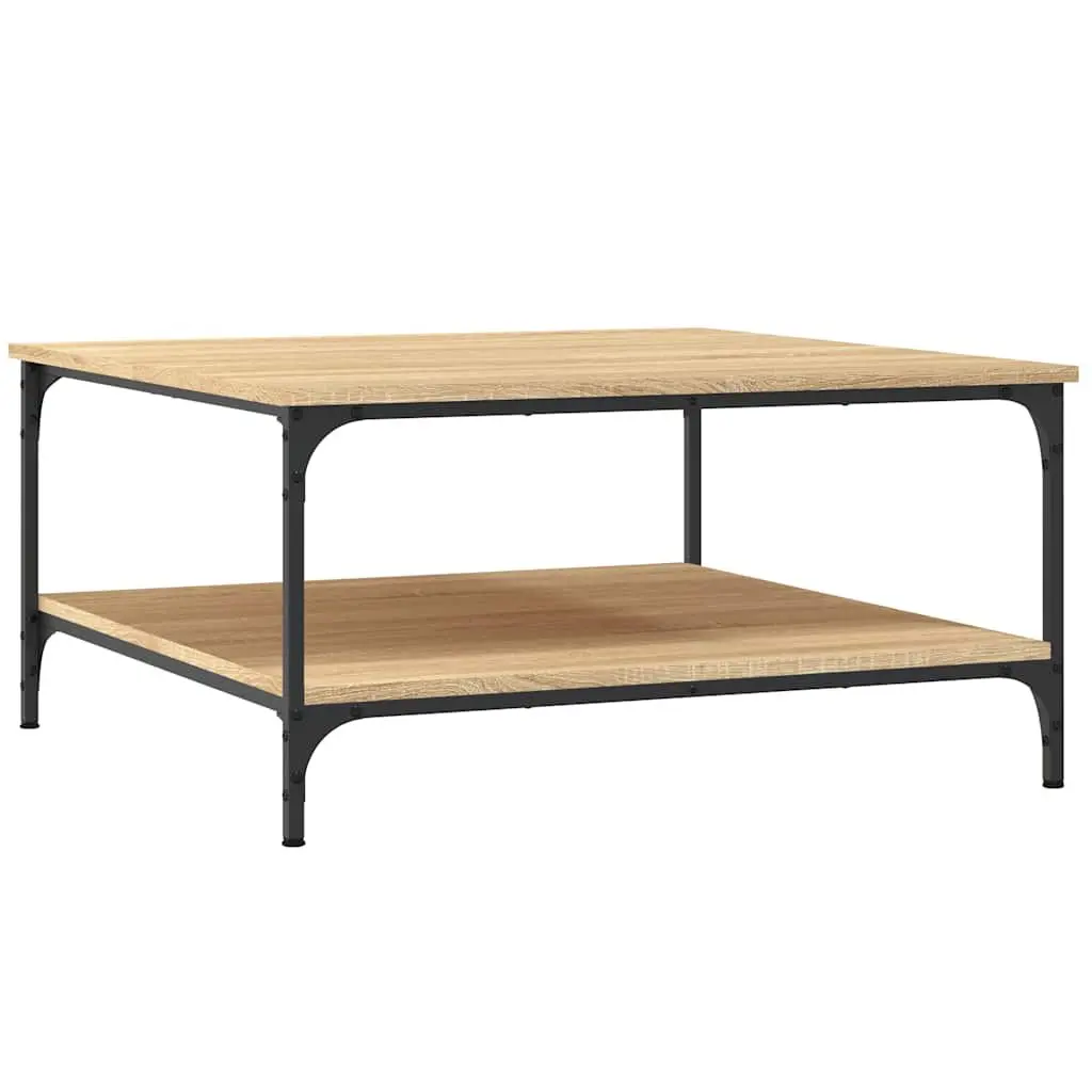 Coffee Table with Storage Shelves Brown Living Room Side Table Engineered Wood