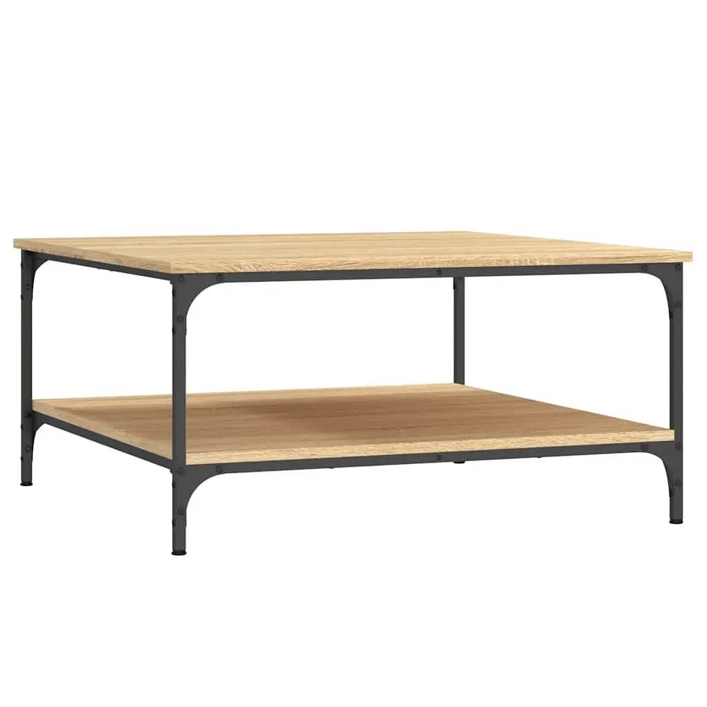Coffee Table with Storage Shelves Brown Living Room Side Table Engineered Wood