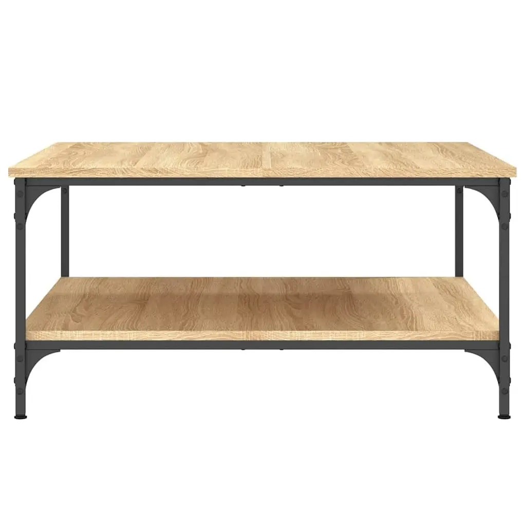 Coffee Table with Storage Shelves Brown Living Room Side Table Engineered Wood