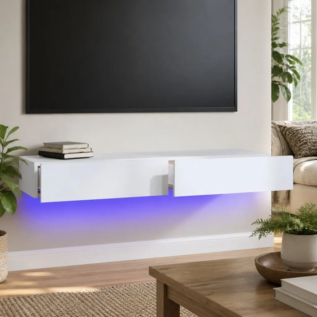 TV Cabinet for Living Room with RGB LED Lights White 120x35x15.5cm