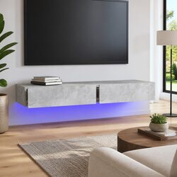 Grey TV Cabinet with RGB LED Lighting and Dimensions 120x35x15.5cm