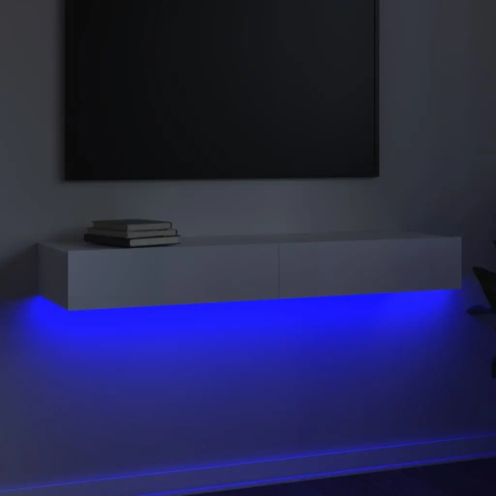White TV Cabinet with LED Lights