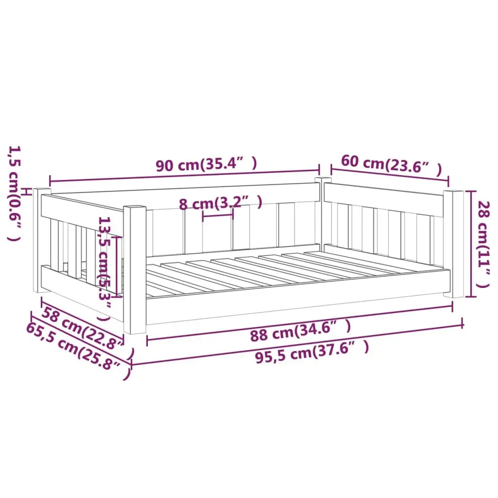 Dog Bed Wooden Rectangular Pet Sofa Puppy Sleeping Crate Furniture Brown
