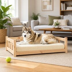 Dog Bed 105.5x75.5x28 cm Rectangular Pet Sleeping Sofa Wooden Frame
