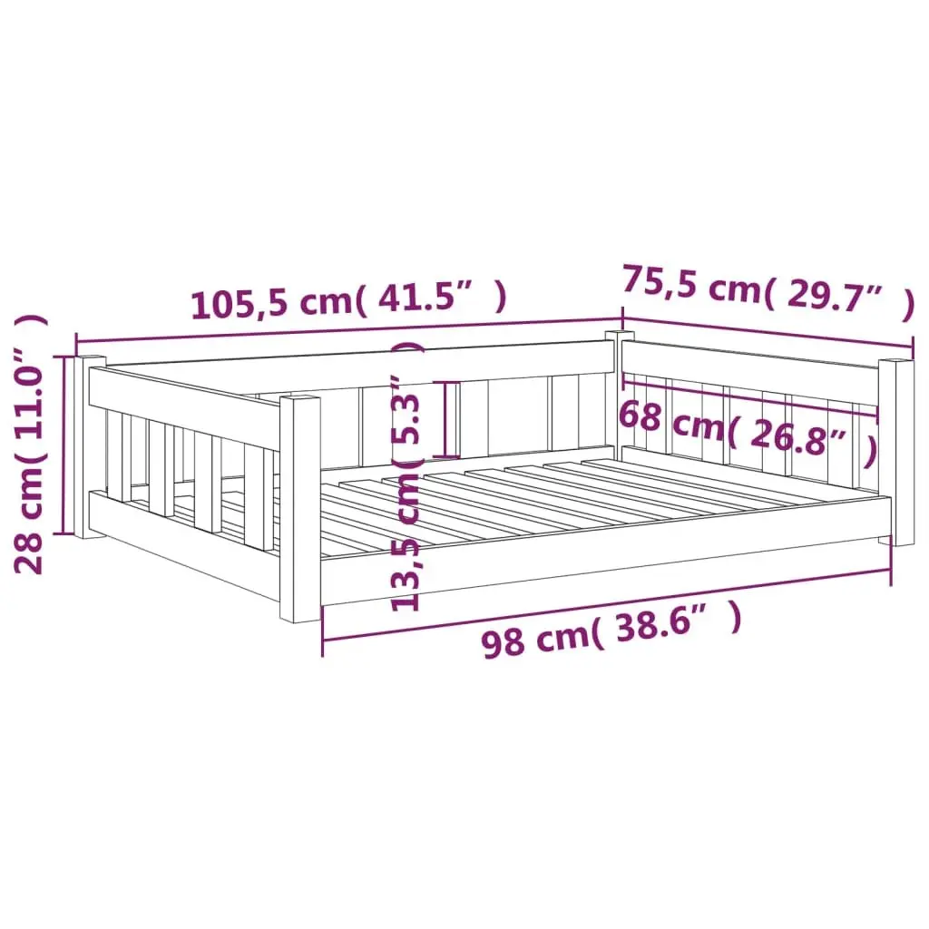 Dog Bed Rectangular for Dogs 105.5x75.5x28 cm