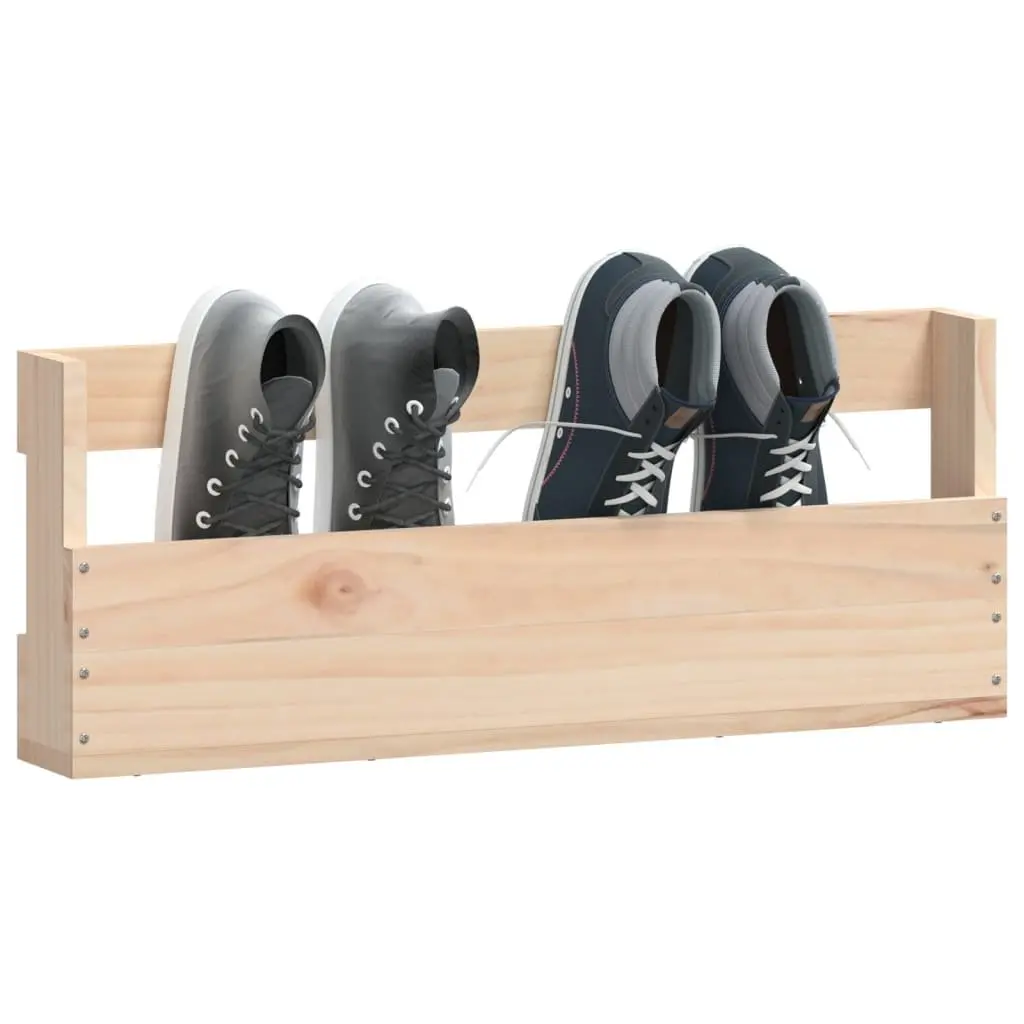 Wall-Mounted Shoe Rack for Home Organiser Solid Pine Wood Brown 59x9x23cm 2 Piece