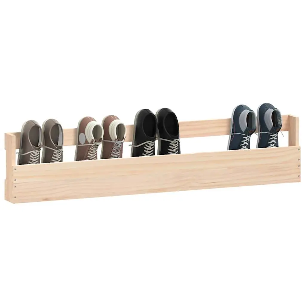 Wall-Mounted Shoe Rack for Home Organisation 2 Pieces Solid Pine Brown