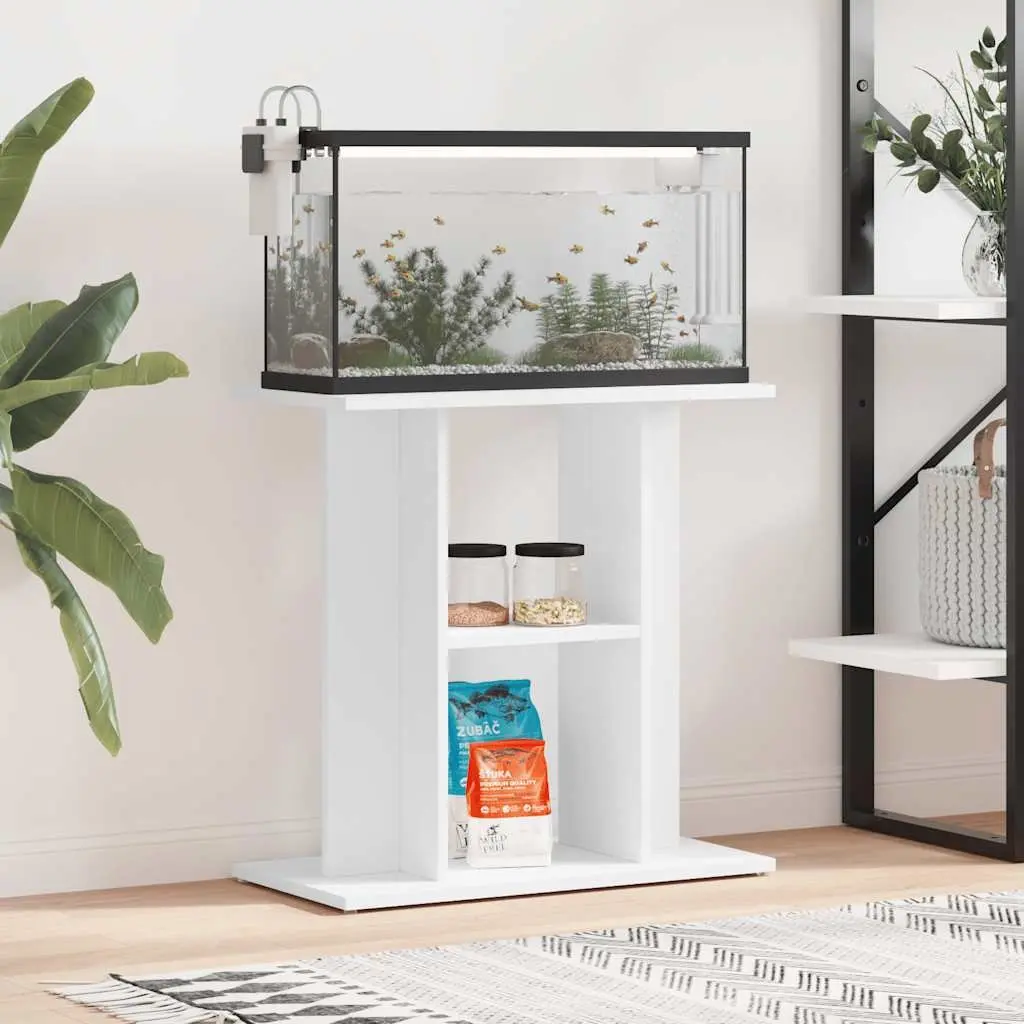 Aquarium Stand 60cm White Storage Cabinet Fish Tank Display Engineered Wood