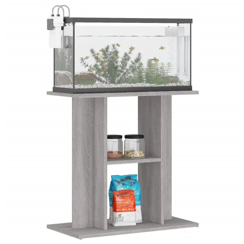 Aquarium Stand 3-Tier Storage Grey Sonoma 60x30x60 cm Fish Tank Display Cabinet