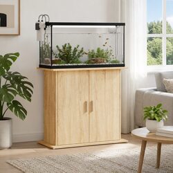 Brown Engineered Wood Aquarium Stand: 81x36x73 cm