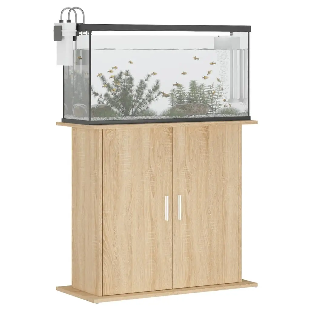 Aquarium Stand Fish Tank Cabinet Brown Engineered Wood Storage Compartments