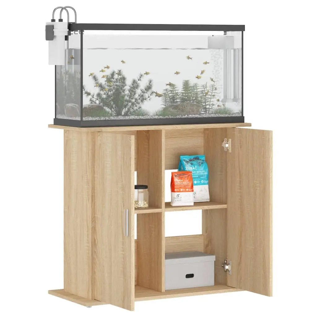 Aquarium Stand Fish Tank Cabinet Brown Engineered Wood Storage Compartments