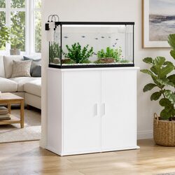 Aquarium Stand White Fish Tank Cabinet Storage 81x36x73 cm Display Furniture