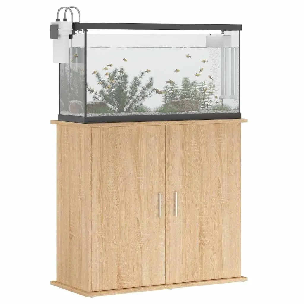 Aquarium Stand Fish Tank Cabinet Storage Engineered Wood Brown 81x36x73cm