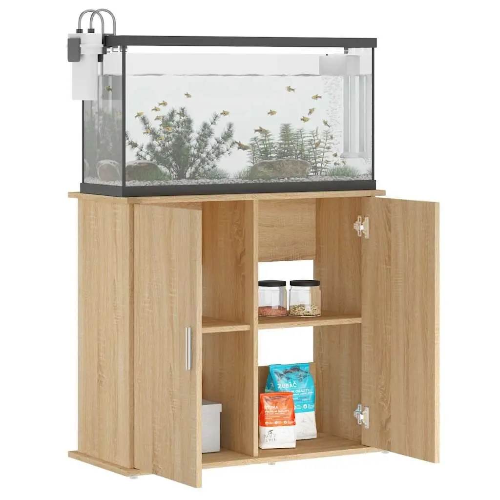 Aquarium Stand Fish Tank Cabinet Storage Engineered Wood Brown 81x36x73cm