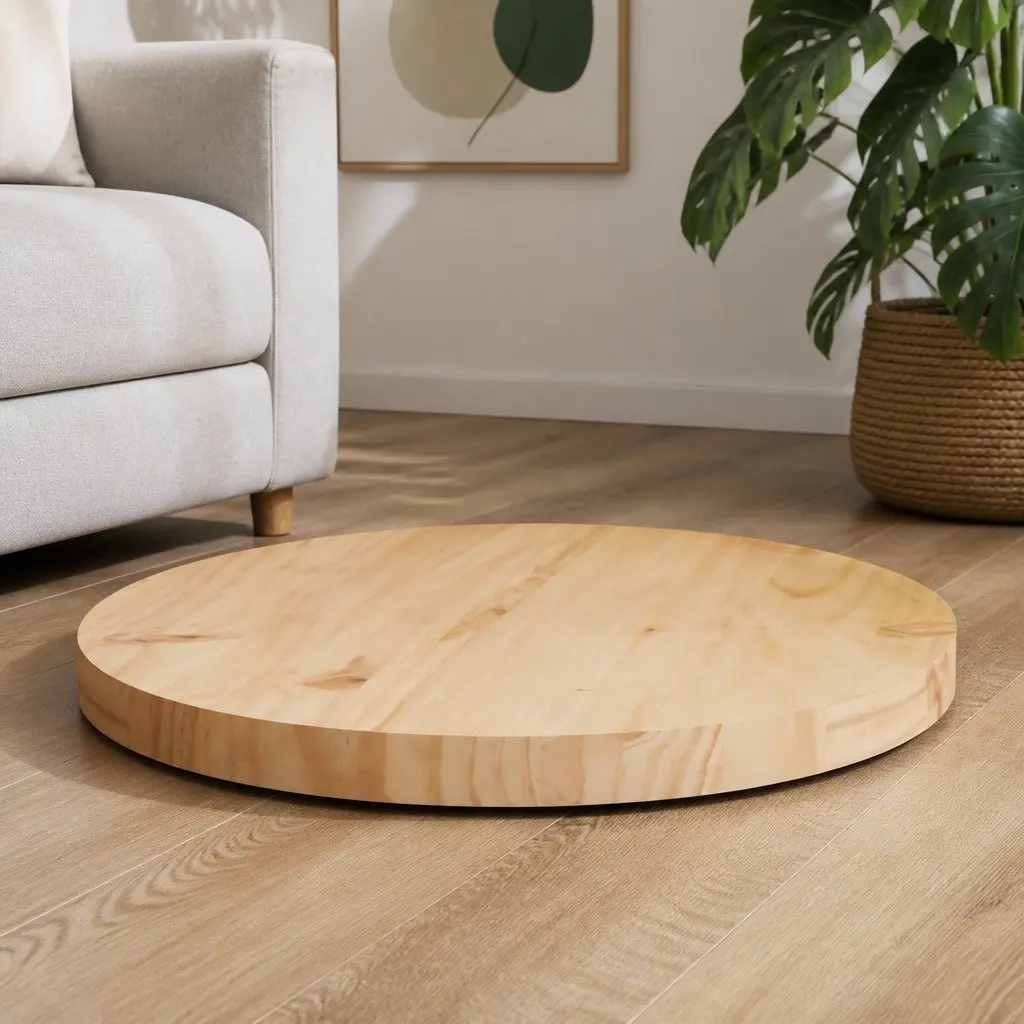 Round Solid Wood Table Top Dining Side Tabletop Ø50cm x 3cm Brown Pine
