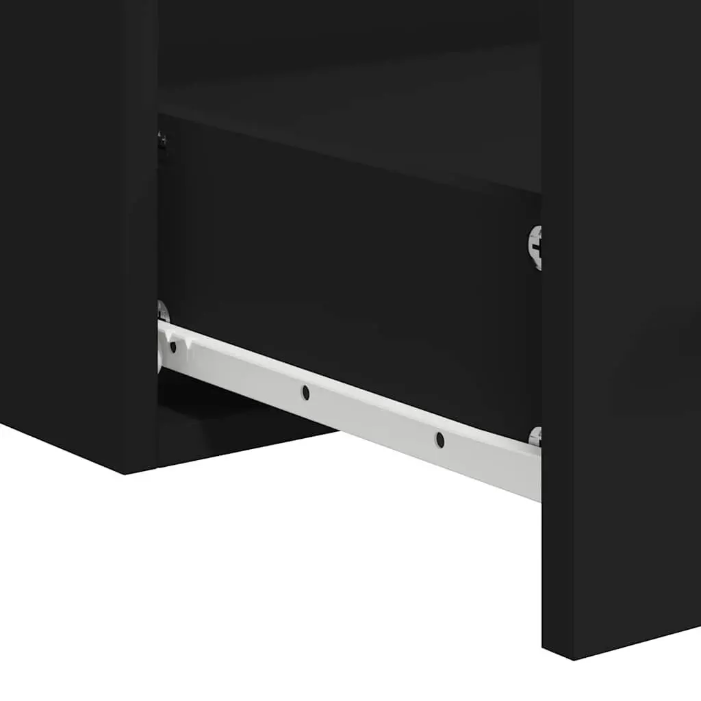 Bathroom Cabinet Wall-Mounted Storage with Mirror Black Engineered Wood