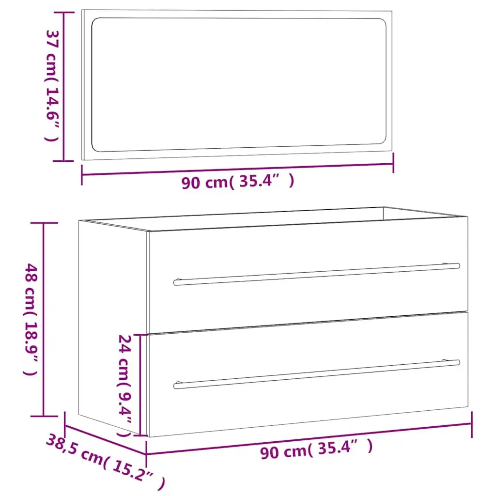 Bathroom Cabinet Wall-Mounted Storage with Mirror Black Engineered Wood