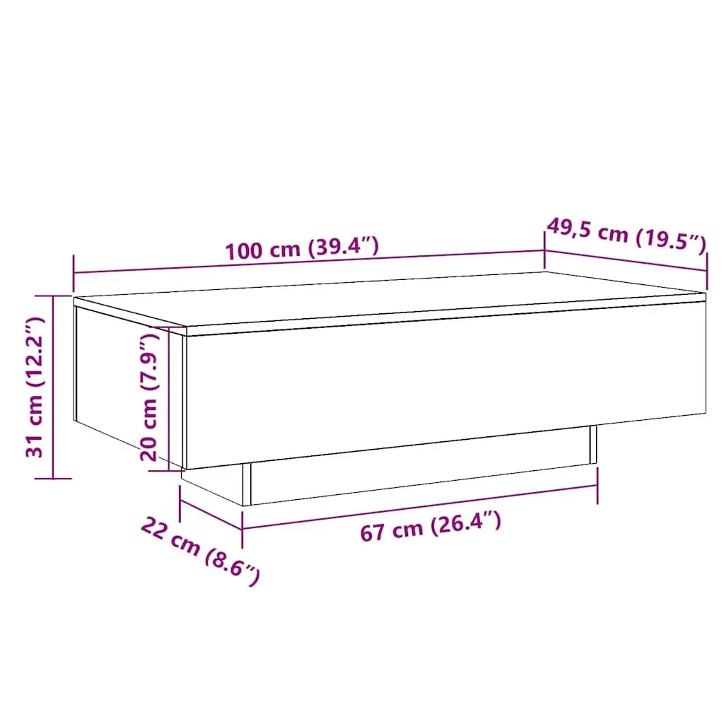 Black Coffee Table Living Room 100L x 49.5W x 31H cm