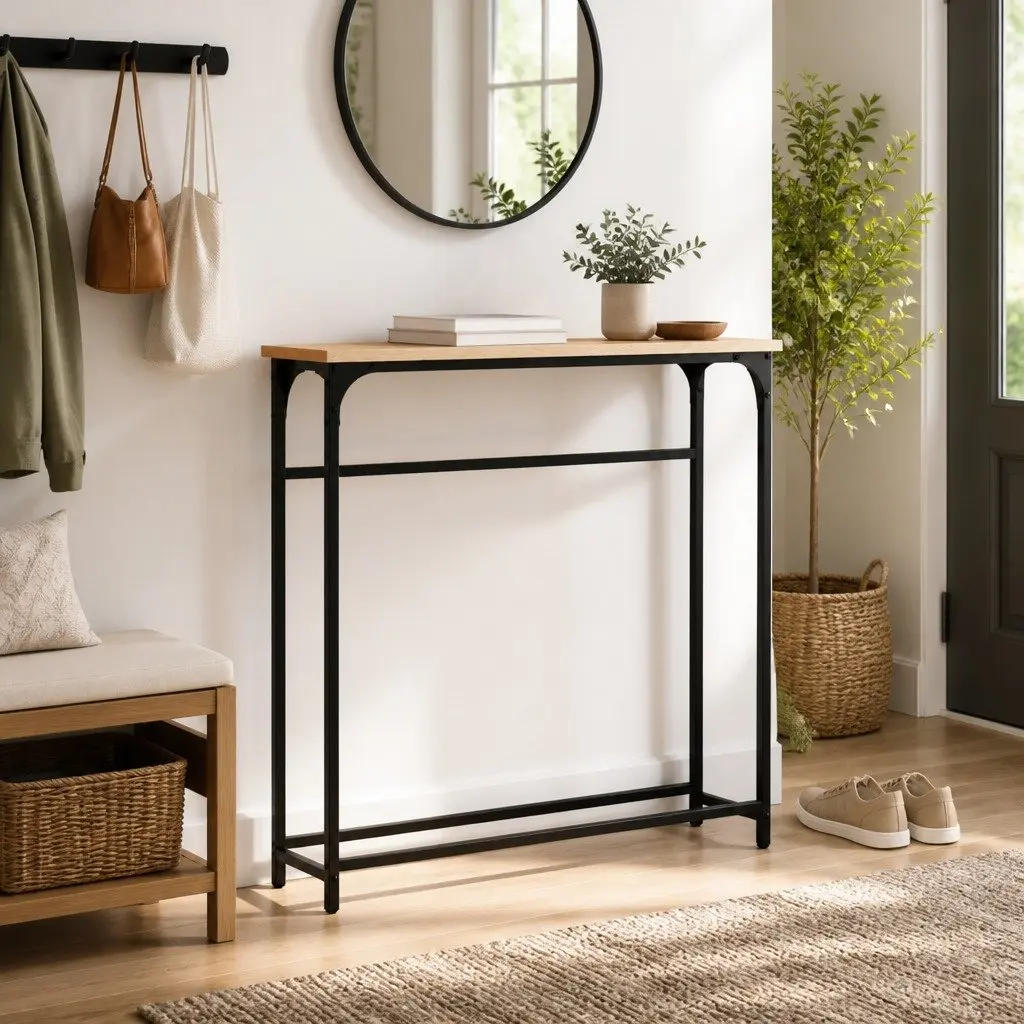 Console Table Hallway Entry Accent Engineered Wood Brown 75x19.5x75cm