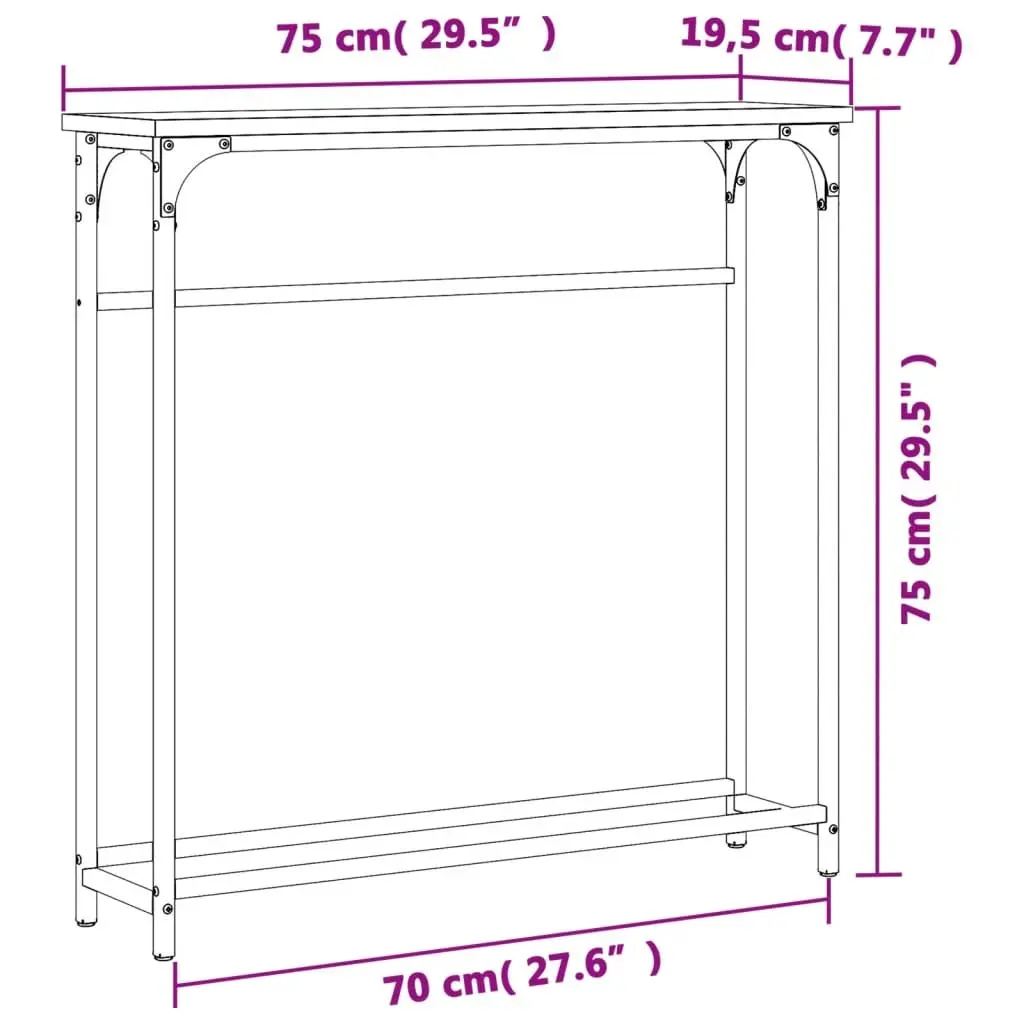 Console Table Hallway Entry Accent Engineered Wood Brown 75x19.5x75cm