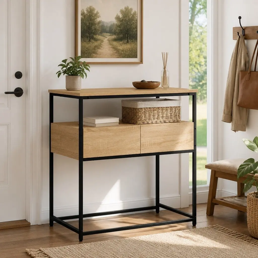 Console Table Entryway Hallway Living Room Brown 75W x 40D x 75H cm