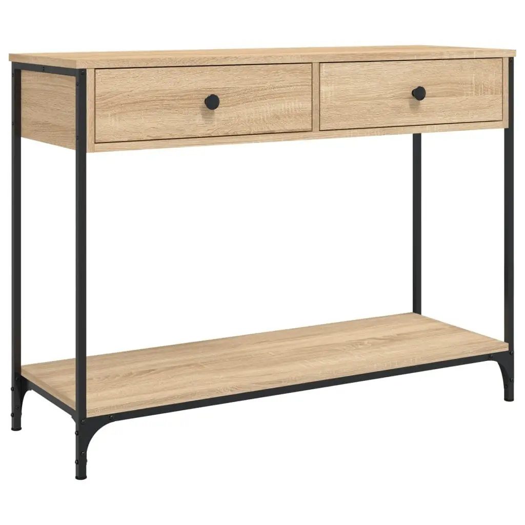 Console Table Sonoma Oak Brown Hallway Entryway Accent End Table Storage